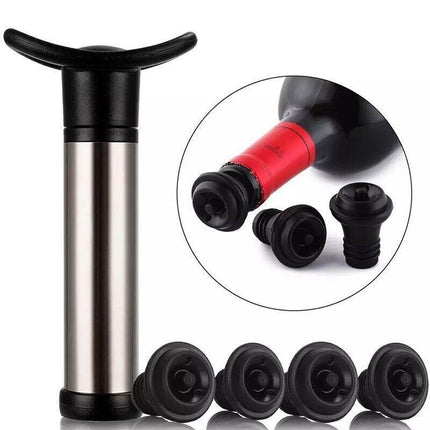 Wine Saver Vacuum Pump Sealer Preserver Set with 4 Valves Air Bottle Stoppers AU - Aimall