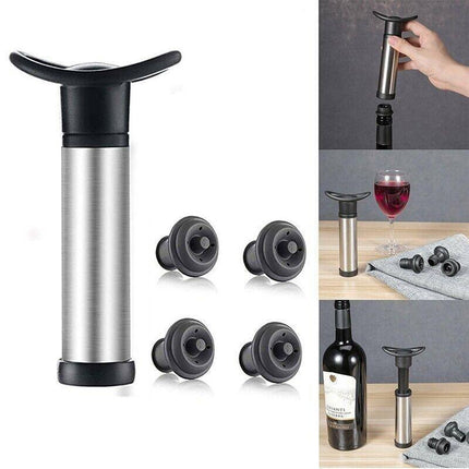 Wine Saver Vacuum Pump Sealer Preserver Set with 4 Valves Air Bottle Stoppers AU - Aimall