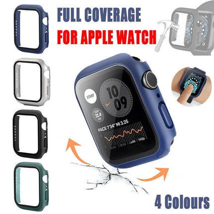 For Apple Watch iWatch Series SE 6 5 4 3 2 1 Case Full Glass Cover 38 40 42 44mm - Aimall