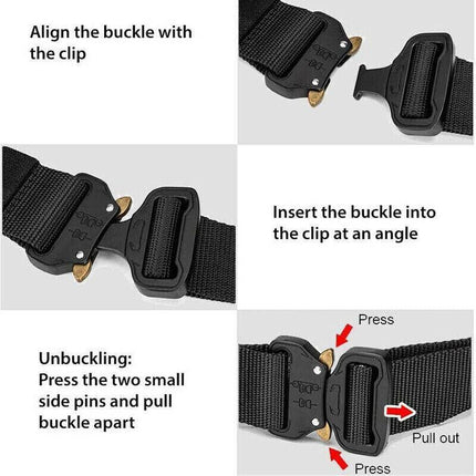 Mens Canvas Outdoor Tactical Belt Heavy Duty Army Waist Web Strap Waistband Hot - Aimall