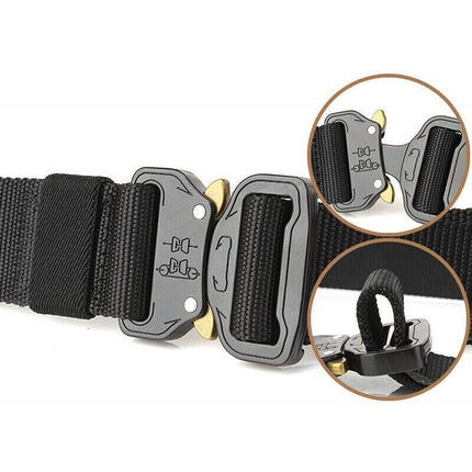 Mens Canvas Outdoor Tactical Belt Heavy Duty Army Waist Web Strap Waistband Hot - Aimall