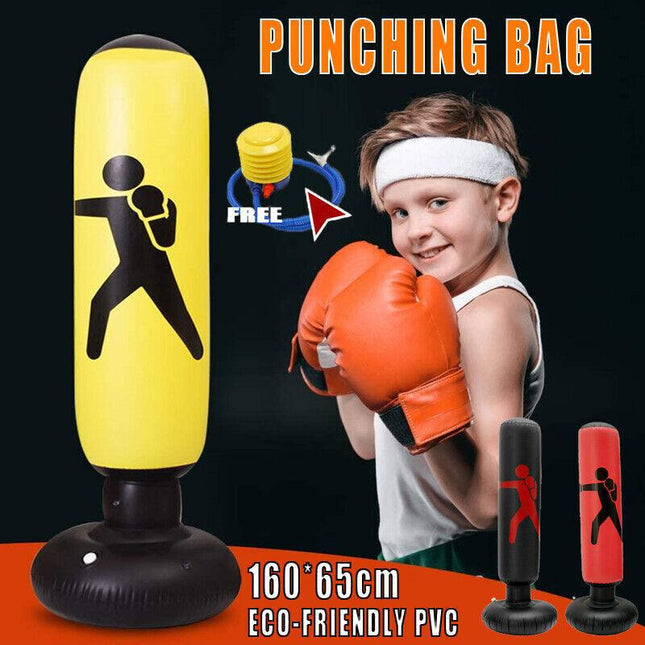 1.6m Kids Adult Inflatable Boxing Punching Bag Kick Training Tumbler Sandbag AU - Aimall