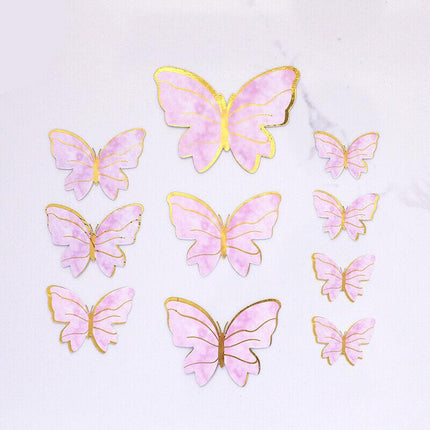 10PCS Butterfly Paper Topper Cake Happy Birthday Theme Festival Decoration DIY - Aimall