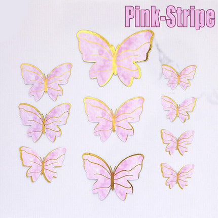 10PCS Butterfly Paper Topper Cake Happy Birthday Theme Festival Decoration DIY - Aimall