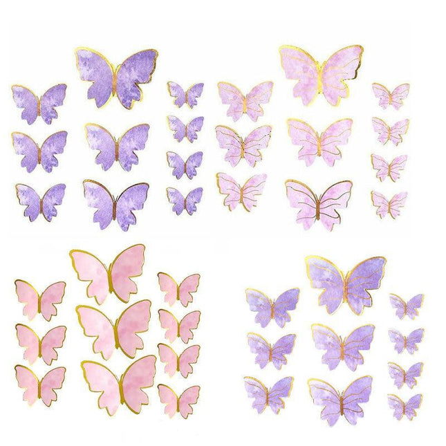 10PCS Butterfly Paper Topper Cake Happy Birthday Theme Festival Decoration DIY - Aimall
