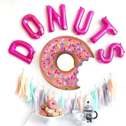 Pink Iced Donut with Bite Foil Balloon Helium Quality Party Decoration Sweet AU - Aimall