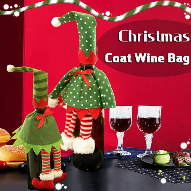 4X Christmas Bottle Covers Gift Holder Bags Red Wine Clothes Dot Decoration Bag - Aimall