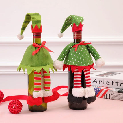 4X Christmas Bottle Covers Gift Holder Bags Red Wine Clothes Dot Decoration Bag - Aimall