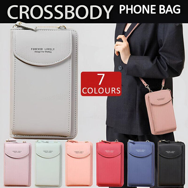Women Pouch Bag Mobile Phone Bag PU Leather Crossbody Purse Wallet Shoulder Bag - Aimall