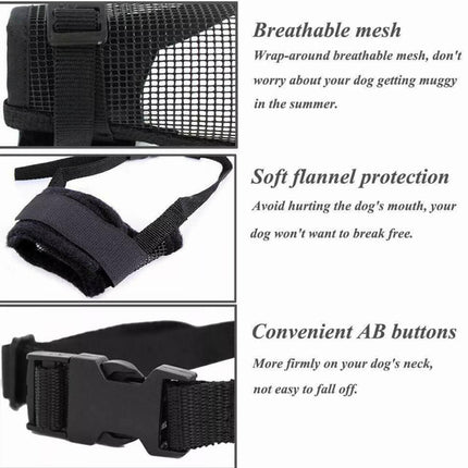 Adjustable Pet Dog Mask Bark Bite Mesh Mouth Muzzle Grooming Anti Stop Chewing - Aimall
