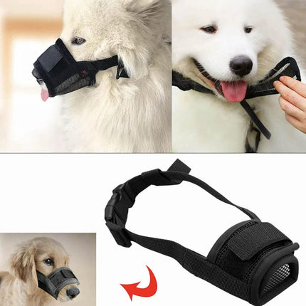 Adjustable Pet Dog Mask Bark Bite Mesh Mouth Muzzle Grooming Anti Stop Chewing - Aimall