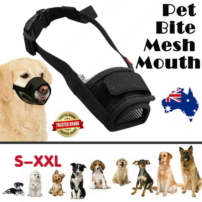 Adjustable Pet Dog Mask Bark Bite Mesh Mouth Muzzle Grooming Anti Stop Chewing - Aimall