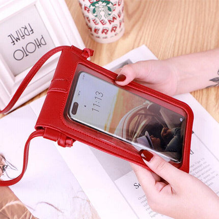 1PC Touch Screen Cell Phone Bag Crossbody Clear Window Mobile Phone Bag Purse AU - Aimall