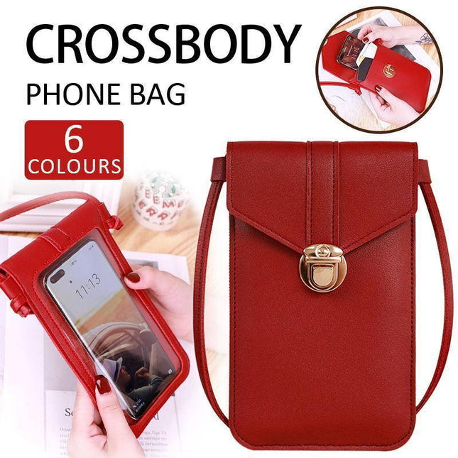 1PC Touch Screen Cell Phone Bag Crossbody Clear Window Mobile Phone Bag Purse AU - Aimall