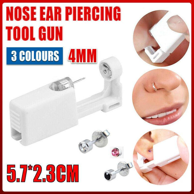 Disposable Sealed Nose Piercing Gun Kit Tool With 316L Stud Bone With Gem 1PC - Aimall
