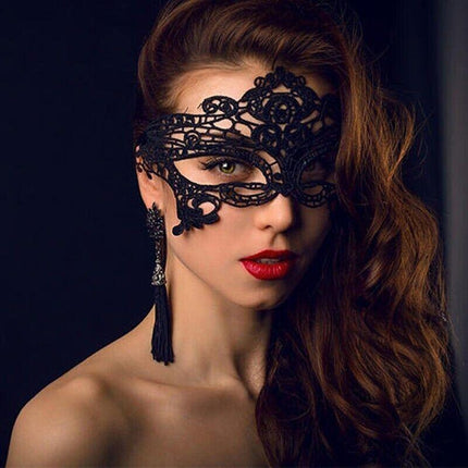 Black Lace Eye Mask Costume Ball Party Fancy Dress Ladies Masquerade Mask - Aimall