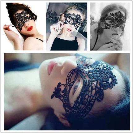 Black Lace Eye Mask Costume Ball Party Fancy Dress Ladies Masquerade Mask - Aimall