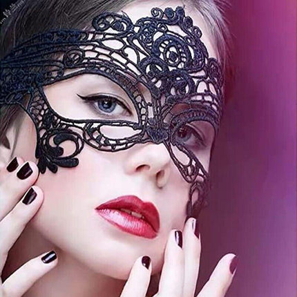 Black Lace Eye Mask Costume Ball Party Fancy Dress Ladies Masquerade Mask - Aimall
