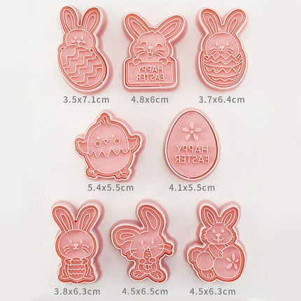 8Pcs/set Easter Plastic Cookie Cutter Rabbit Egg Biscuit Cutter 3D Cartoon Molds - Aimall