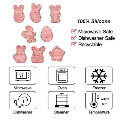 8Pcs/set Easter Plastic Cookie Cutter Rabbit Egg Biscuit Cutter 3D Cartoon Molds - Aimall