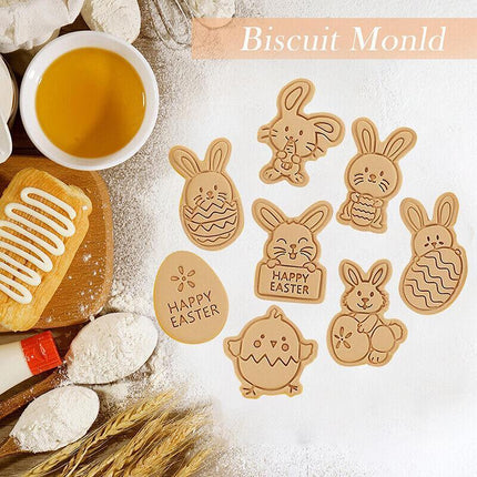 8Pcs/set Easter Plastic Cookie Cutter Rabbit Egg Biscuit Cutter 3D Cartoon Molds - Aimall
