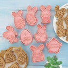 8Pcs/set Easter Plastic Cookie Cutter Rabbit Egg Biscuit Cutter 3D Cartoon Molds - Aimall