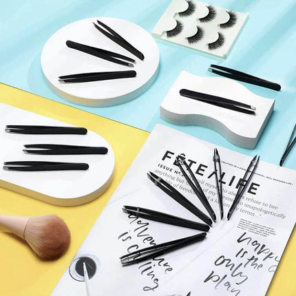 3 PCS Professional Slanted Tip Eyebrow Tweezers Stainless Steel Beauty Tweezer - Aimall