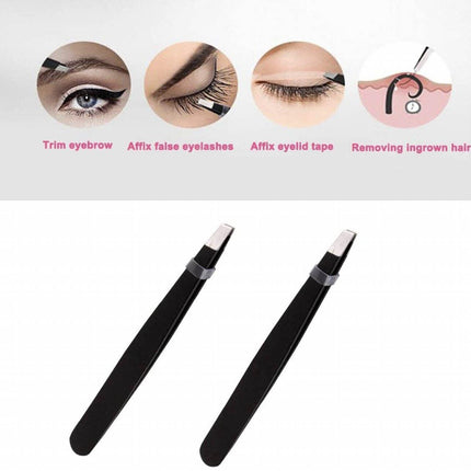 3 PCS Professional Slanted Tip Eyebrow Tweezers Stainless Steel Beauty Tweezer - Aimall