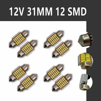 2 PCS 1W 31MM 12 SMD LED Festoon Interior Car Light Bulb Bright White Dome Lamp - Aimall