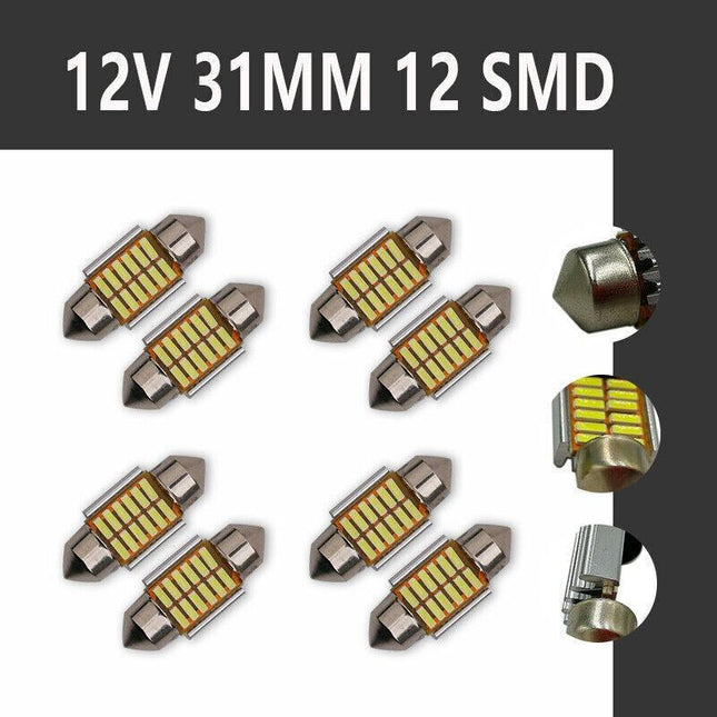 2 PCS 1W 31MM 12 SMD LED Festoon Interior Car Light Bulb Bright White Dome Lamp - Aimall