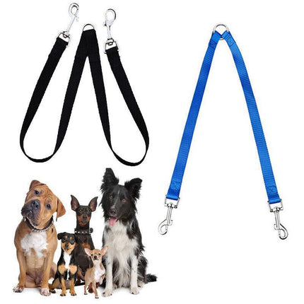 2 Way Double Dual Dog Leash Lead Walk 2 Dogs With One Lead Coupler Nylon Harness - Aimall