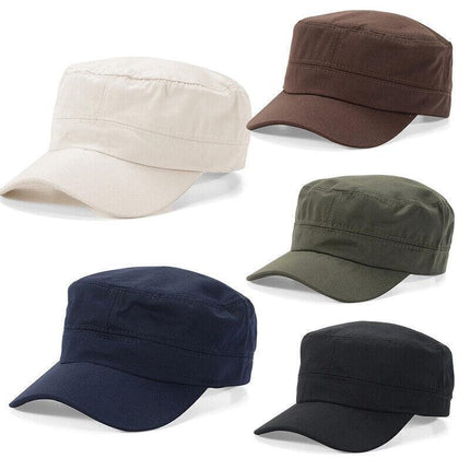 Army Plain Hat Classic Cadet Field Military Cap Style Patrol Baseball Adjustable - Aimall