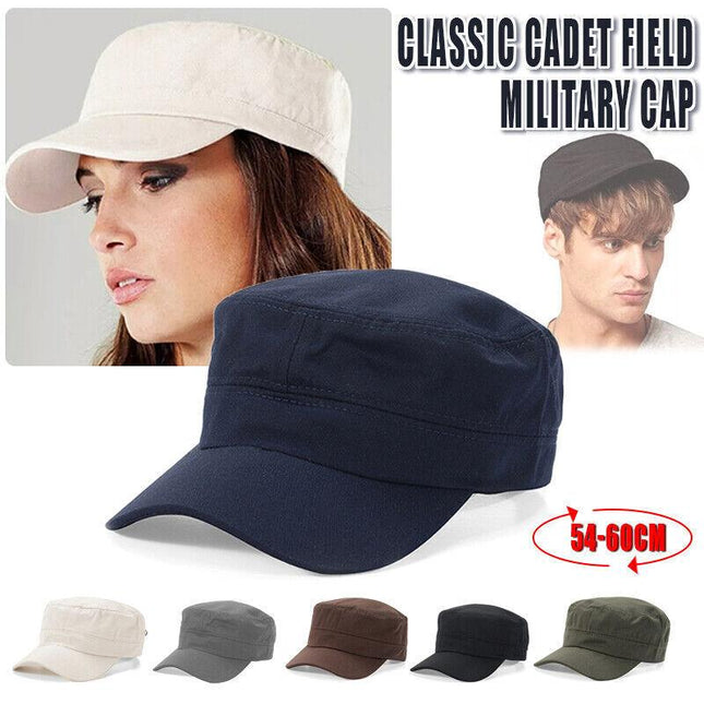 Army Plain Hat Classic Cadet Field Military Cap Style Patrol Baseball Adjustable - Aimall