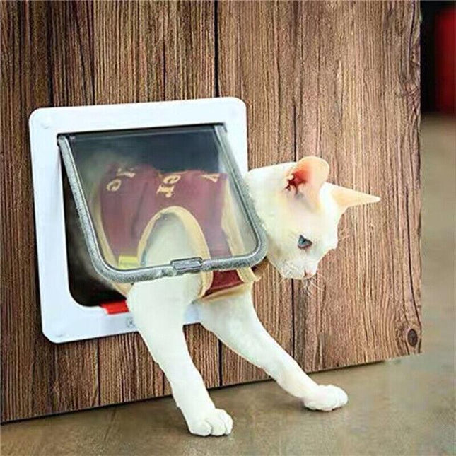 4-Way Safe Lockable Locking Pet Cat Dog Door Brushy Flap Screen L Large Size AU - Aimall