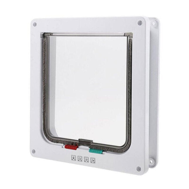 4-Way Safe Lockable Locking Pet Cat Dog Door Brushy Flap Screen L Large Size AU - Aimall