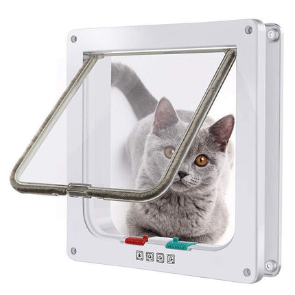 4-Way Safe Lockable Locking Pet Cat Dog Door Brushy Flap Screen L Large Size AU - Aimall