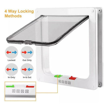 4-Way Safe Lockable Locking Pet Cat Dog Door Brushy Flap Screen L Large Size AU - Aimall