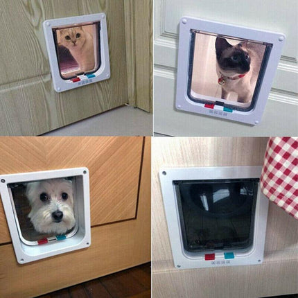 4-Way Safe Lockable Locking Pet Cat Dog Door Brushy Flap Screen L Large Size AU - Aimall