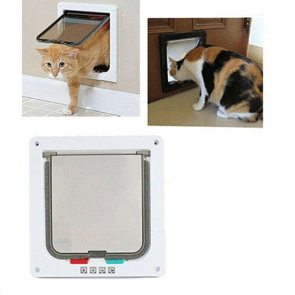4-Way Safe Lockable Locking Pet Cat Dog Door Brushy Flap Screen L Large Size AU - Aimall