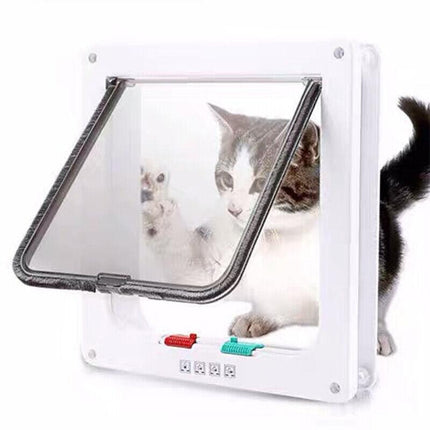 4-Way Safe Lockable Locking Pet Cat Dog Door Brushy Flap Screen L Large Size AU - Aimall