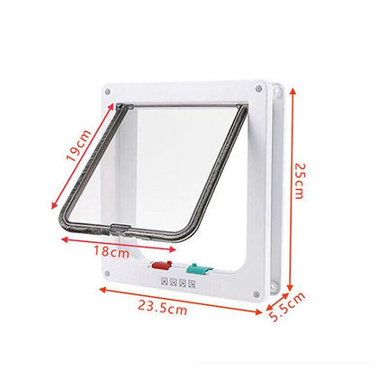 4-Way Safe Lockable Locking Pet Cat Dog Door Brushy Flap Screen L Large Size AU - Aimall