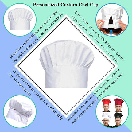 Chef Hat Baker Kitchen Cook Restaurants Catering Cap Men Women Black Red AU - Aimall