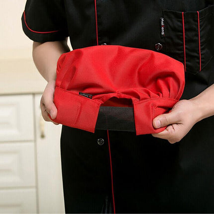 Chef Hat Baker Kitchen Cook Restaurants Catering Cap Men Women Black Red AU - Aimall