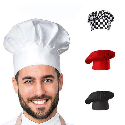 Chef Hat Baker Kitchen Cook Restaurants Catering Cap Men Women Black Red AU - Aimall