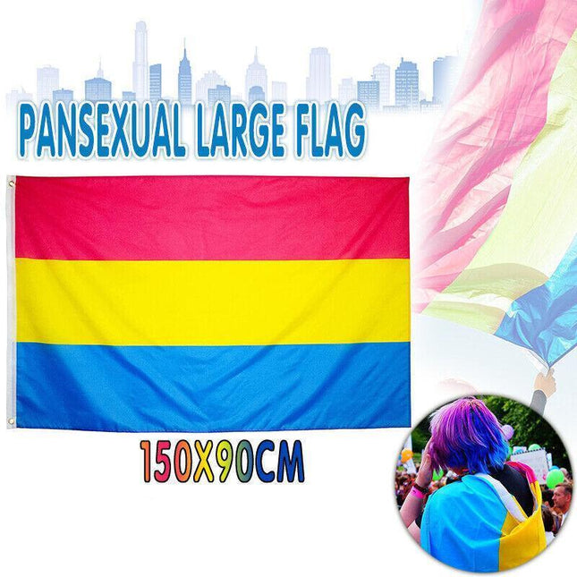 Pansexual LARGE Flag 150x90cm Pan Sexual LGBT Lesbian Gay rainbow Mardi Gras New - Aimall
