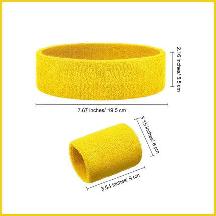 Wristbands Headband Sweatbands Sweat Band for Sport Tennis Badminton Yoga Cotton - Aimall