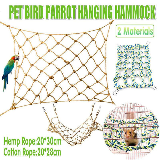 Pet Bird Parrot Hanging Hammock Ladder Toy Swing Hamster Rope Cage Perch Net AU - Aimall