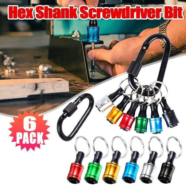 6PCS Hex Shank Screwdriver Bit Holder Extension Bar Keychain Driver Keyring AU - Aimall