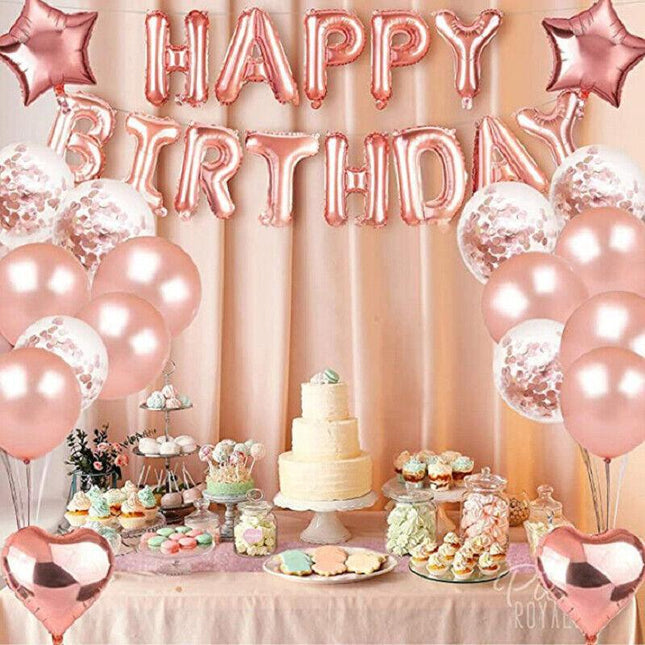 Rose Gold Birthday Balloons Set Birthday Party Decorations Sequin Balloons Latex - Aimall