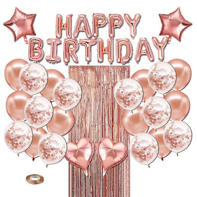 Rose Gold Birthday Balloons Set Birthday Party Decorations Sequin Balloons Latex - Aimall